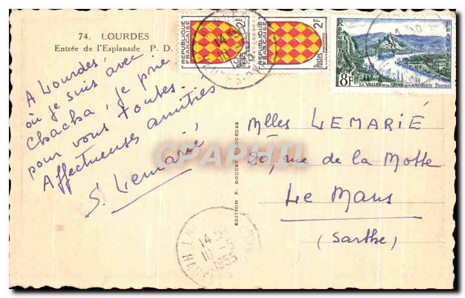 CPA Lourdes Entree De L'Esplanade — Verso