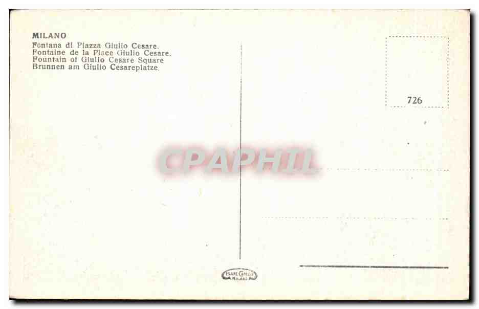 CPA Milano Fontana di Piazza Giullo Cesare  — Verso