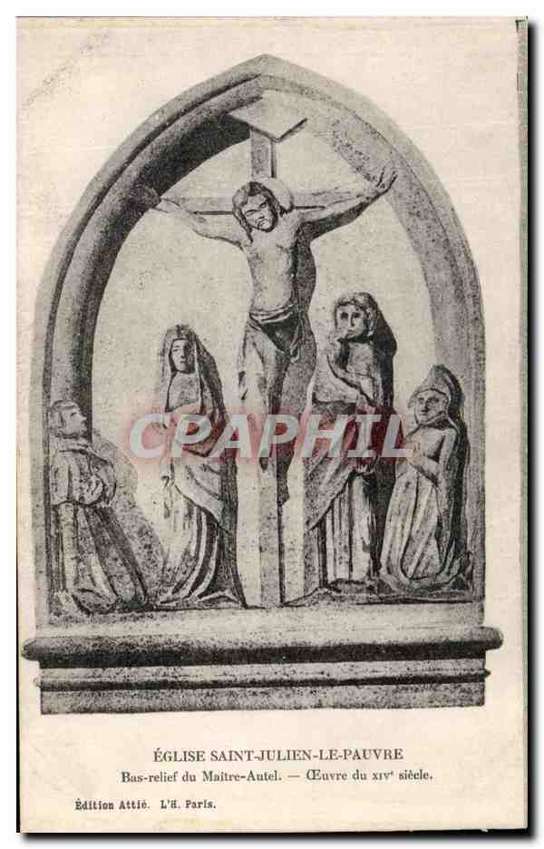 CPA Eglise Saint Julien Le Pauvre Bas Relief Du Maitre Autel