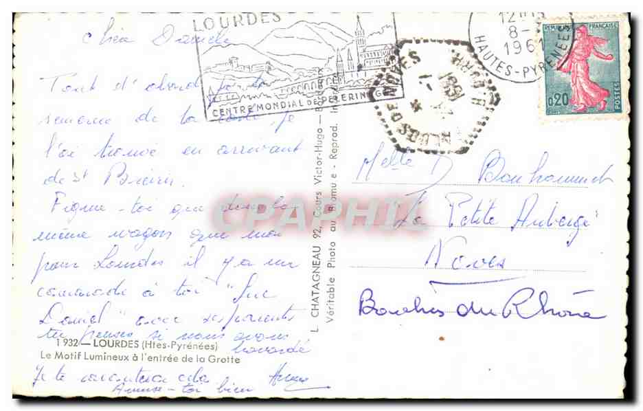 CPA Lourdes Le Motif Lumineux A L'Entree De La Grotte — Verso