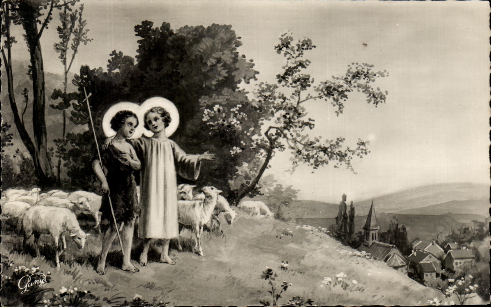 CPA Lourdes Enfants Agneaux