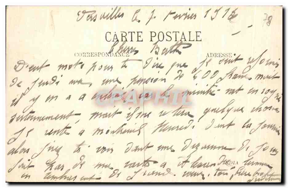 CPA Parc de Versailles Parterres de Latone — Verso