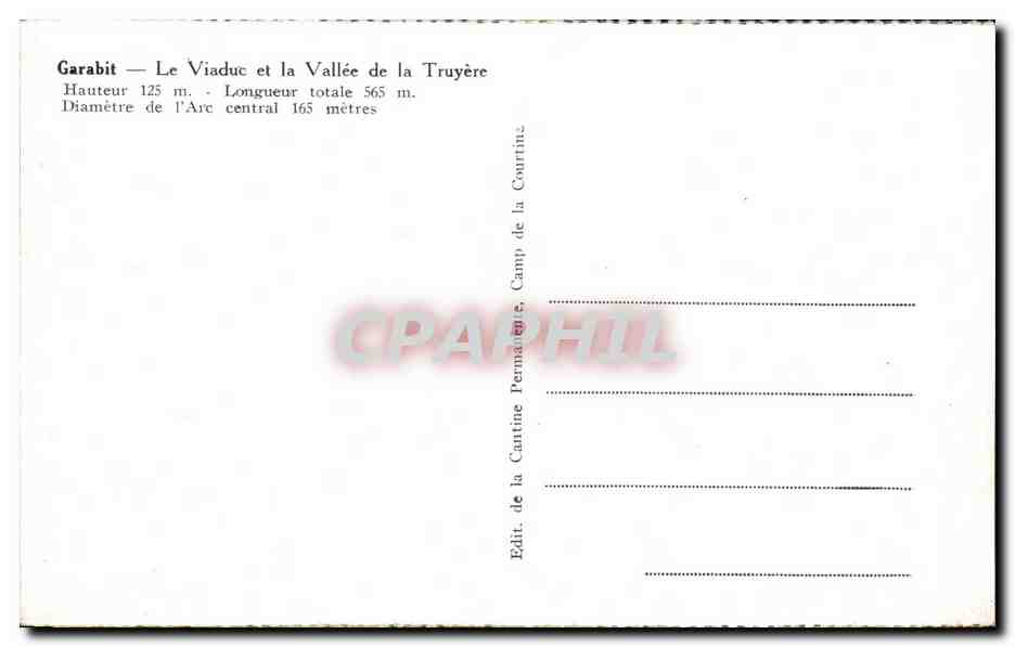 CPA Garabit Le Viaduc et la Vallee de la Truyere  — Verso
