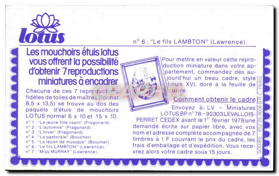CPM Le fils lambton Lawrence y Publicite Lotus  — Rückseite