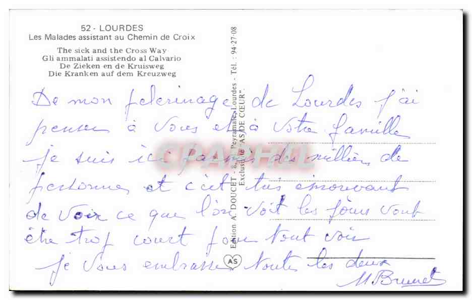 CPSM Lourdes Les malades assistant au Chemin de Croix  — Verso
