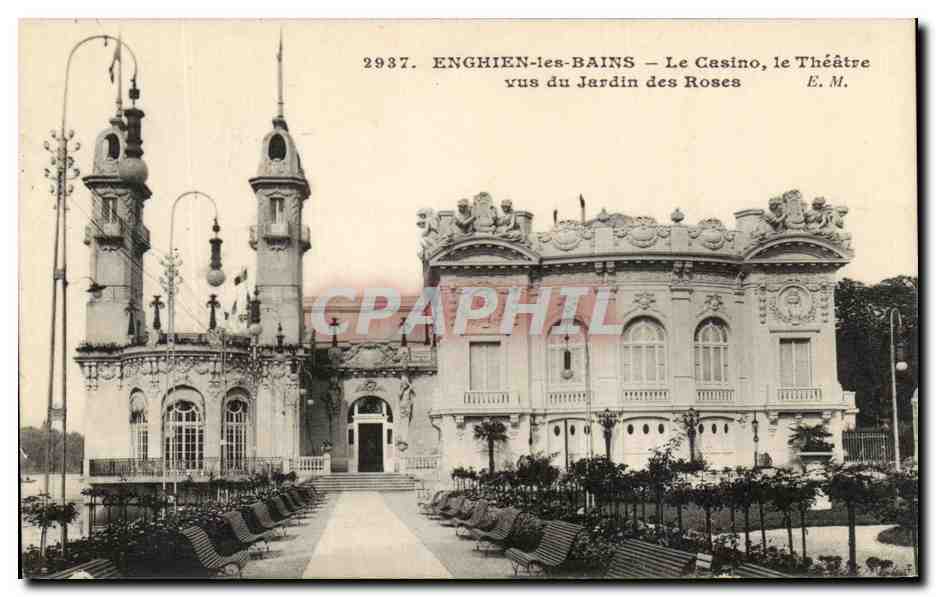 Enghien-les-Bains — Le Casino, le Théâtre vus du Jardin des Roses — E. M.