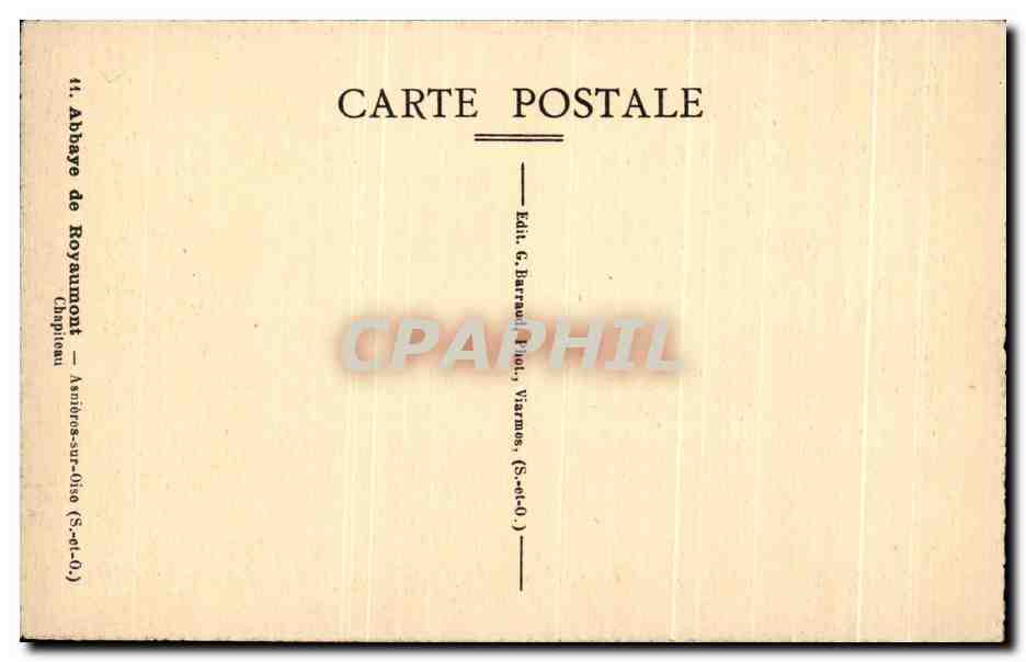 CPA Abbaye de Royaumont Asnieres sur Oise Chapiteau — Back