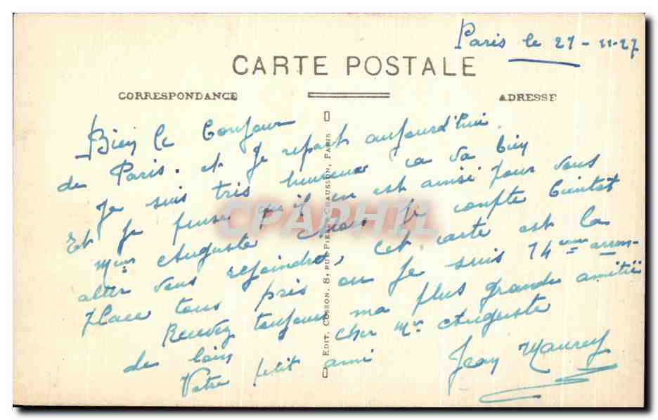 CPA Paris Le Lion de Belfort — Rückseite