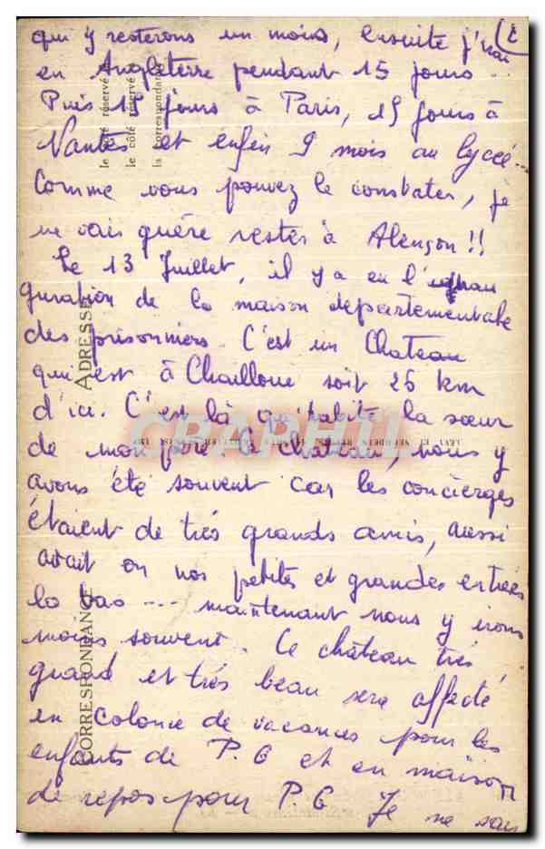 CPA Alencon Les Quatre Evangelisles St Mathieu — Rückseite