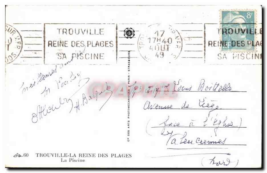 CPA Trouville La Reine Des Plages La Piscine — Verso