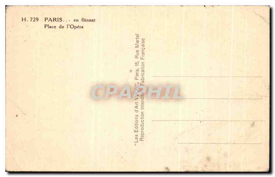 CPA Paris en Flanant Place de l'Opera — Rückseite