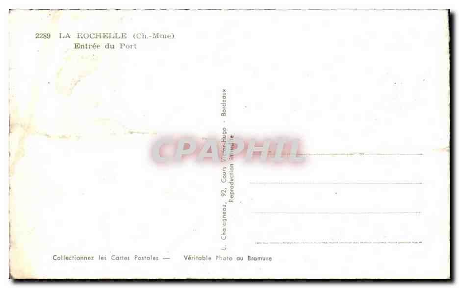 CPA La Rochelle Entree du Port — Verso