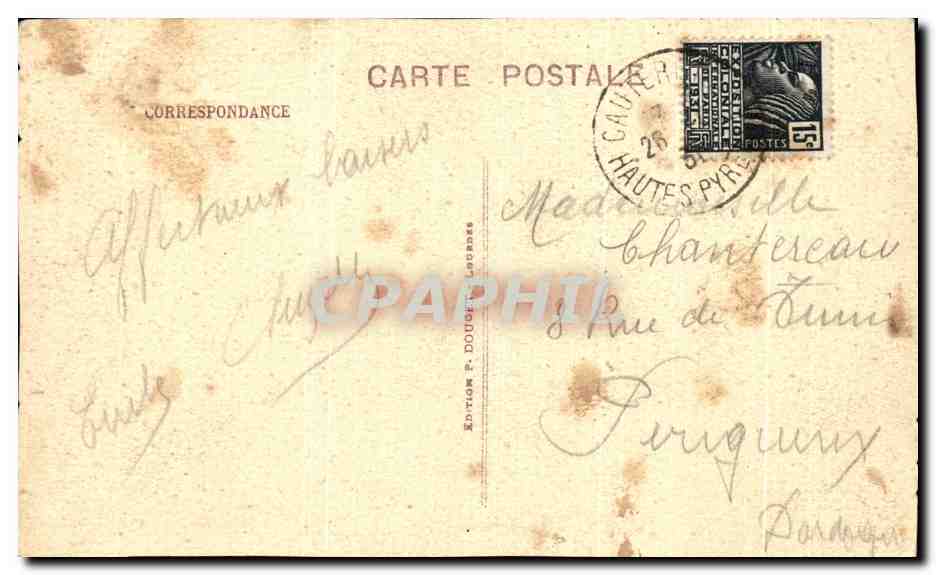 Caüterets, vu du Chemin de la Fruitière — La Raillère et au fond le Cabaliros — P. D. — Verso