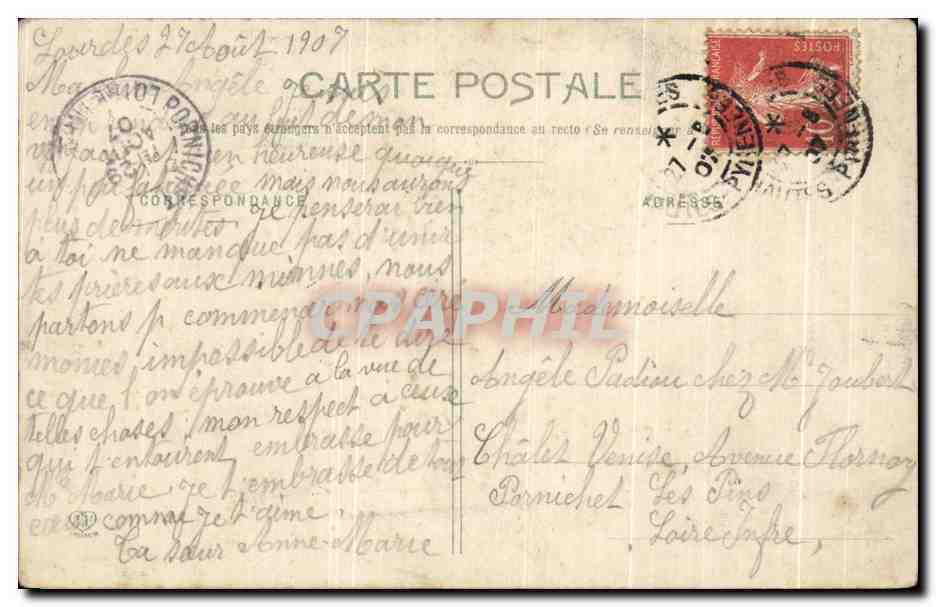 CPA Lourdes La Vierge De La Grotte — Verso