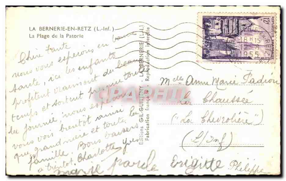 CPA La Bernerie En Retz La plage de la Patorie — Rückseite