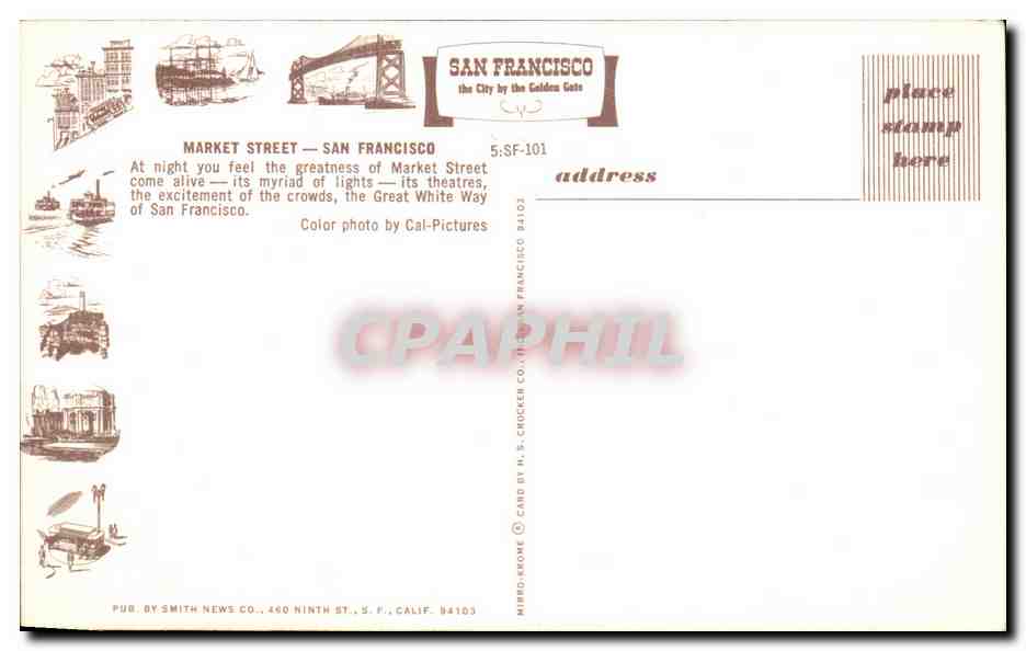 Market Street — San Francisco — éditeur Smith News Co. n° 5.SF-101 — Rückseite