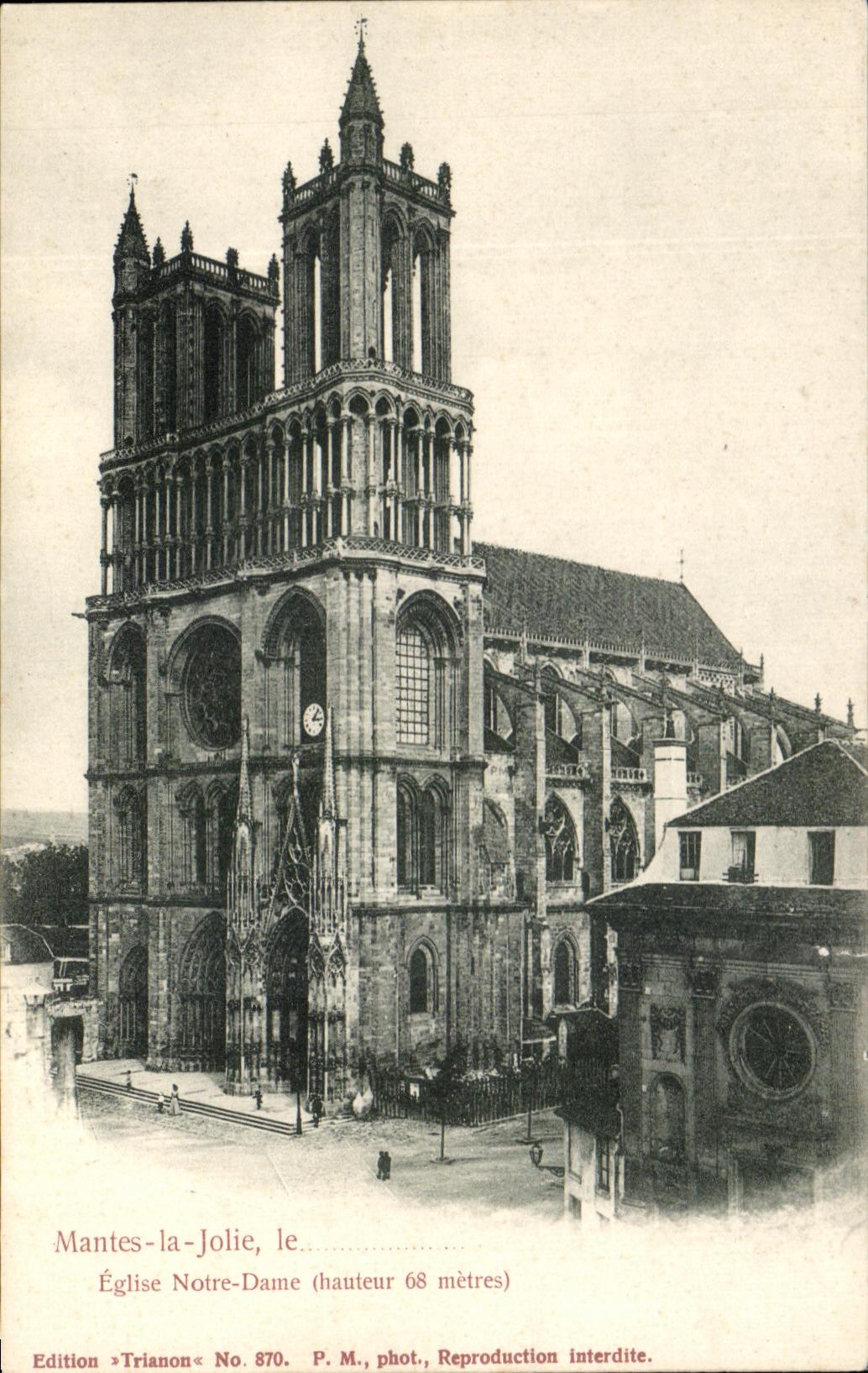 Mantes-la-Jolie — Église Notre-Dame (hauteur 68 mètres) — Édition Trianon, No. 870