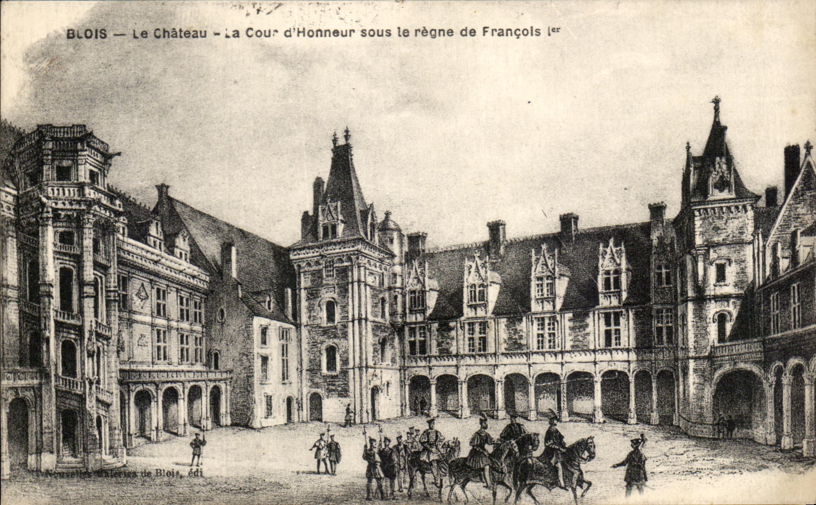 CPA Blois Le chateau La Cour d'Honneur Sous Le Regne De Francois 1er
