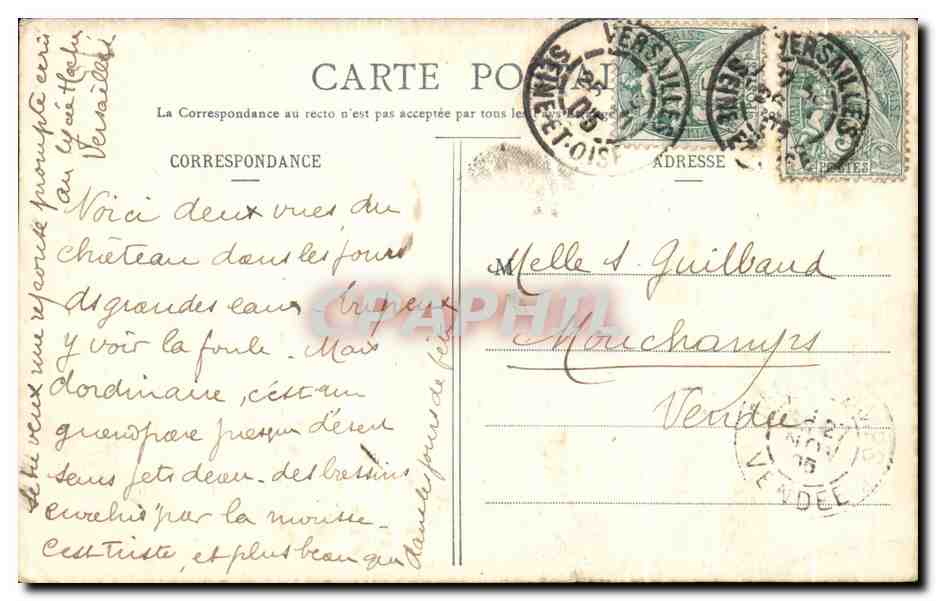 Park von Versailles - Apollo-Becken — Mme Moreau, Verlag, Versailles — Rückseite