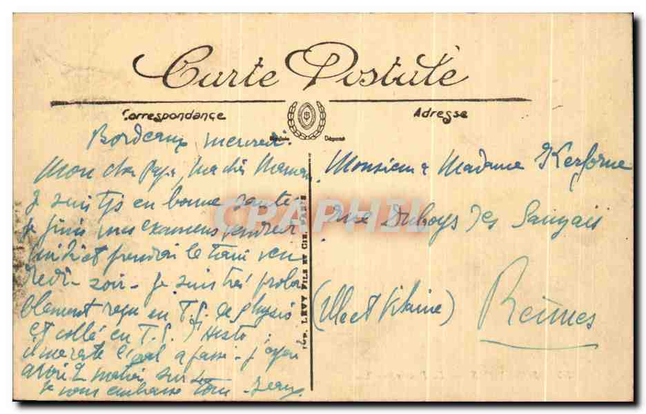 CPA Bordeaux La Bourse — Rückseite
