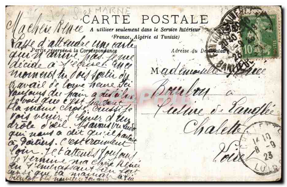 CPA Fontainebleau Hotel Des Postes Et Telegraphes — Verso