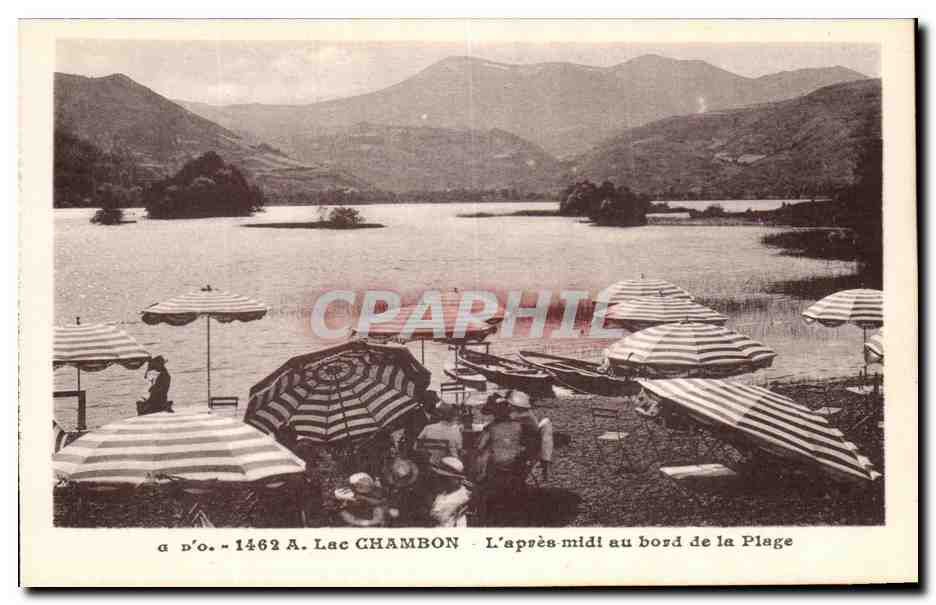 CPA Lac Chambon L'apres Midi Au Bord De La Plage