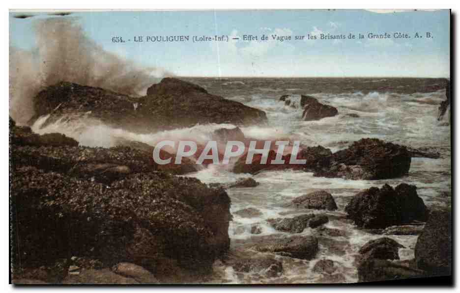 Le Pouliguen (Loire-Inf.) — Effet de Vague sur les Brisants de la Grande Côte — A. B.