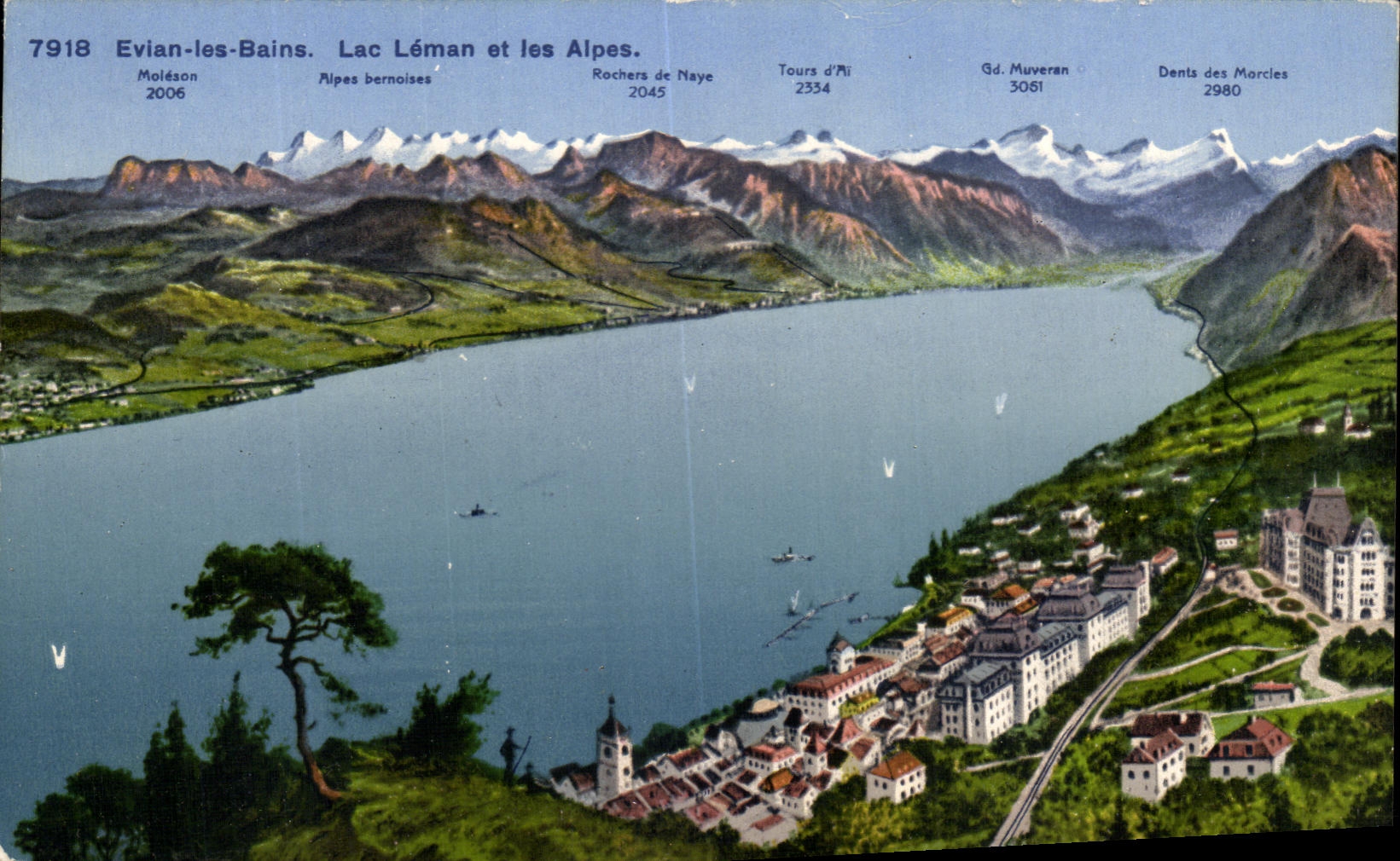 CPA Evains Les bains Lac Leman et les Alpes