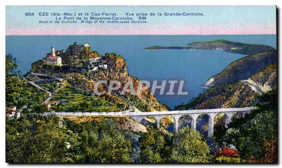 EZE (Alp.-Mar.) et le Cap-Ferrat — Vue prise de la Grande-Corniche — RM