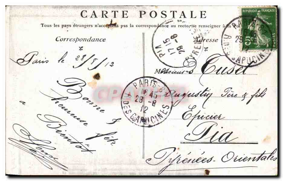 CPA Paris Monument de Gambetta Louvre — Rückseite
