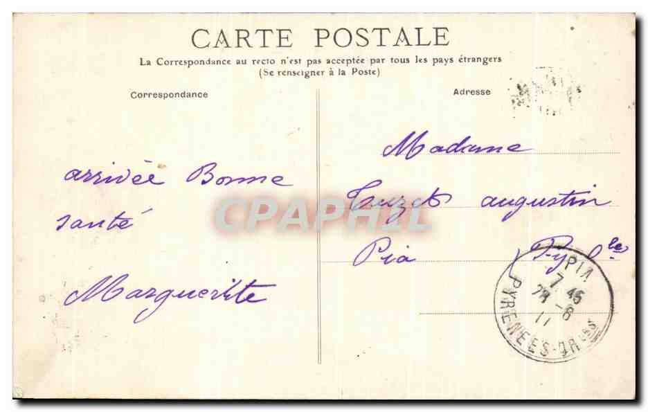 CPA Lourdes La Basilique et le Gave — Verso