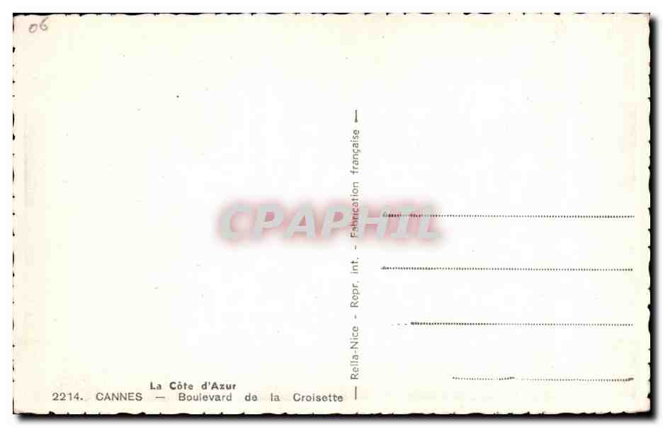 CPA La Cote d'Azur Cannes boulevard de la croisette — Verso