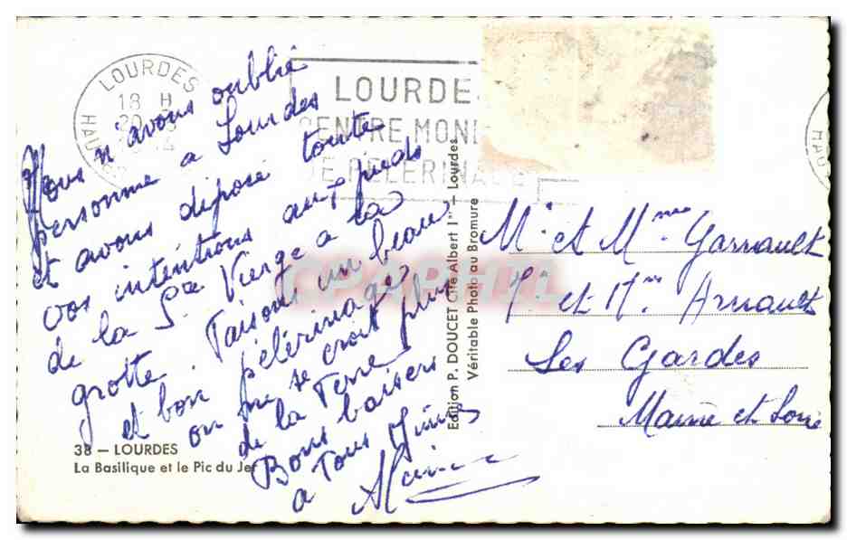 CPA Lourdes La Basilique et le Pic du Jer — Verso