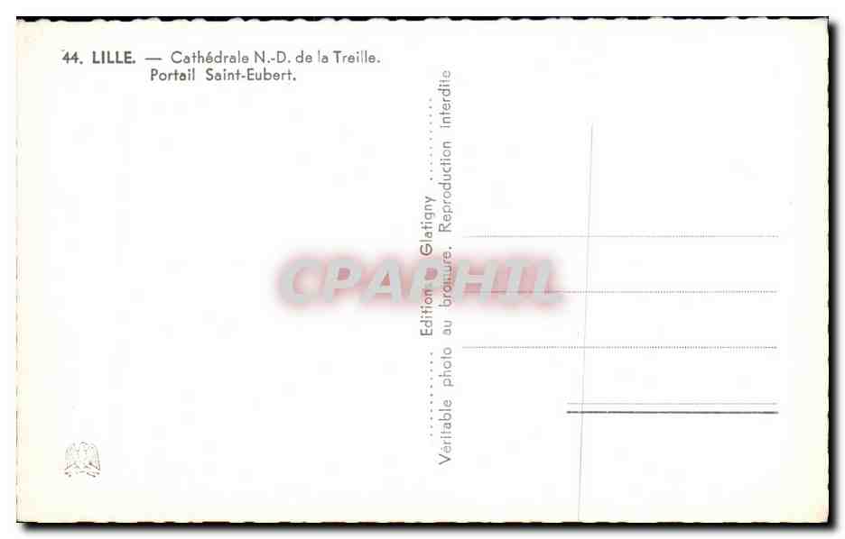 CPA Lille Cathedrale N D de la Treille Portail Saint Eubert — Verso