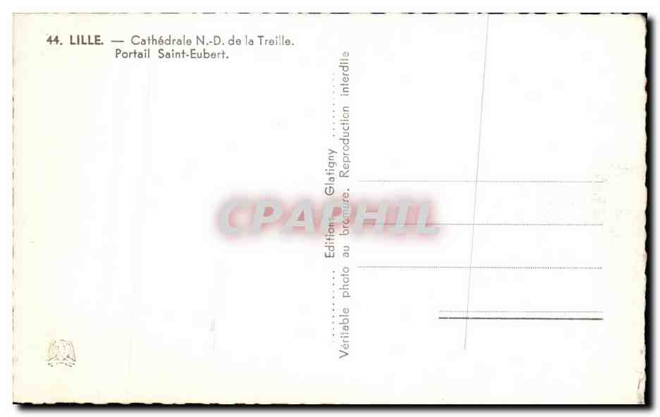 CPA Lille Cathedrale N D de la Treille Portail Saint Eubert — Back
