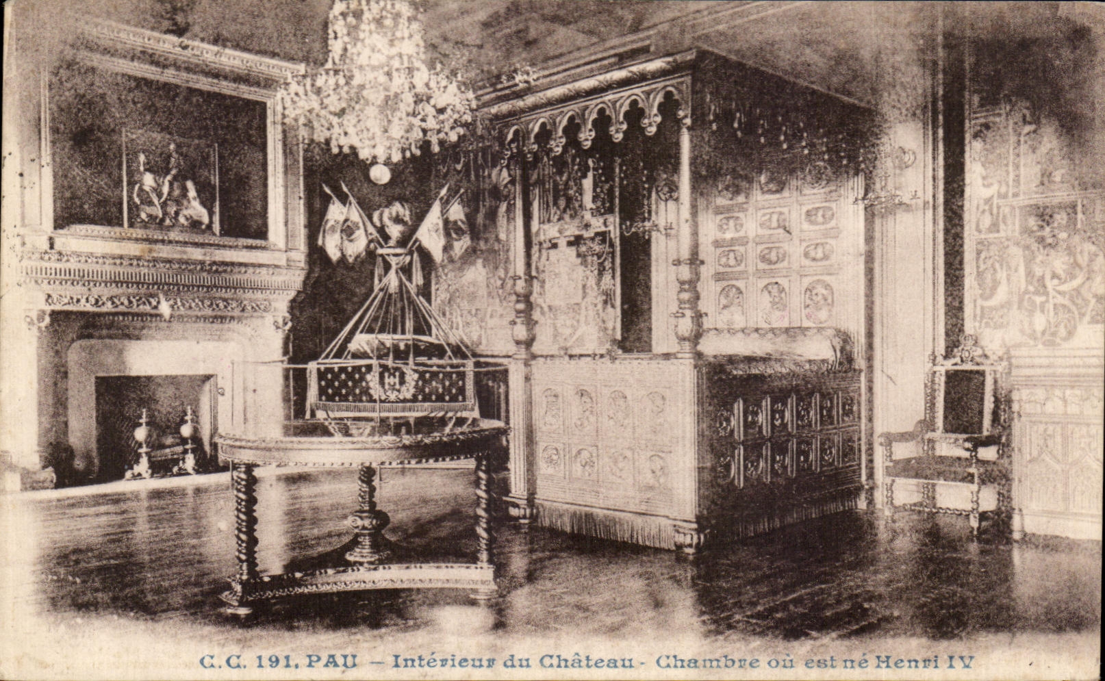 CPA Pau Interieur du Chateau Chambre ou est ne Henri IV