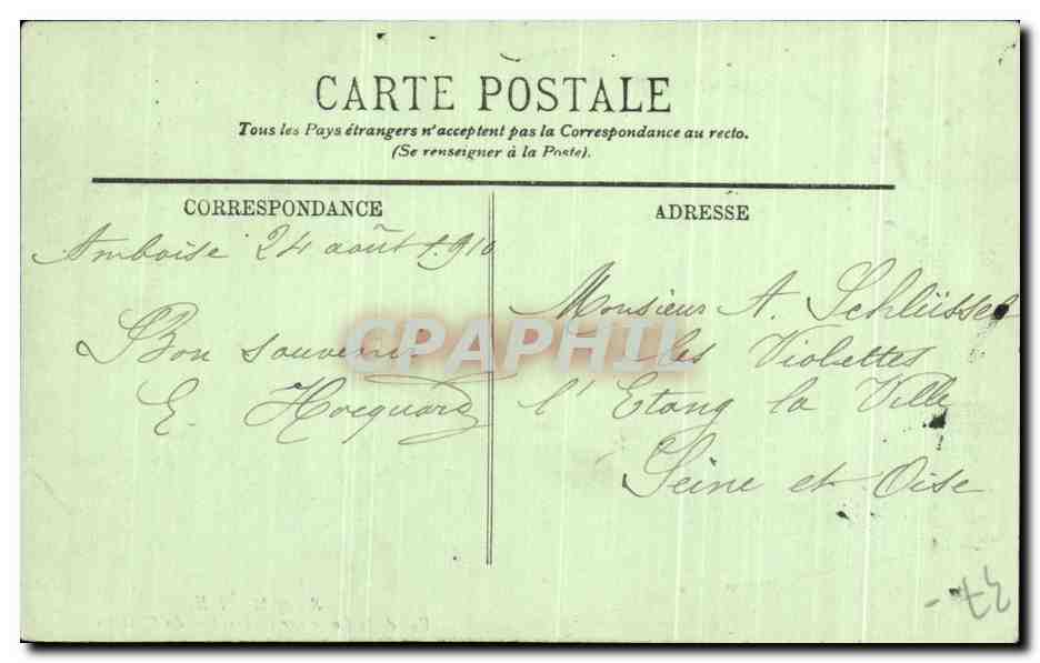 CPA Amboise Vue de la Loire sur La Terrasse du Chateau — Rückseite