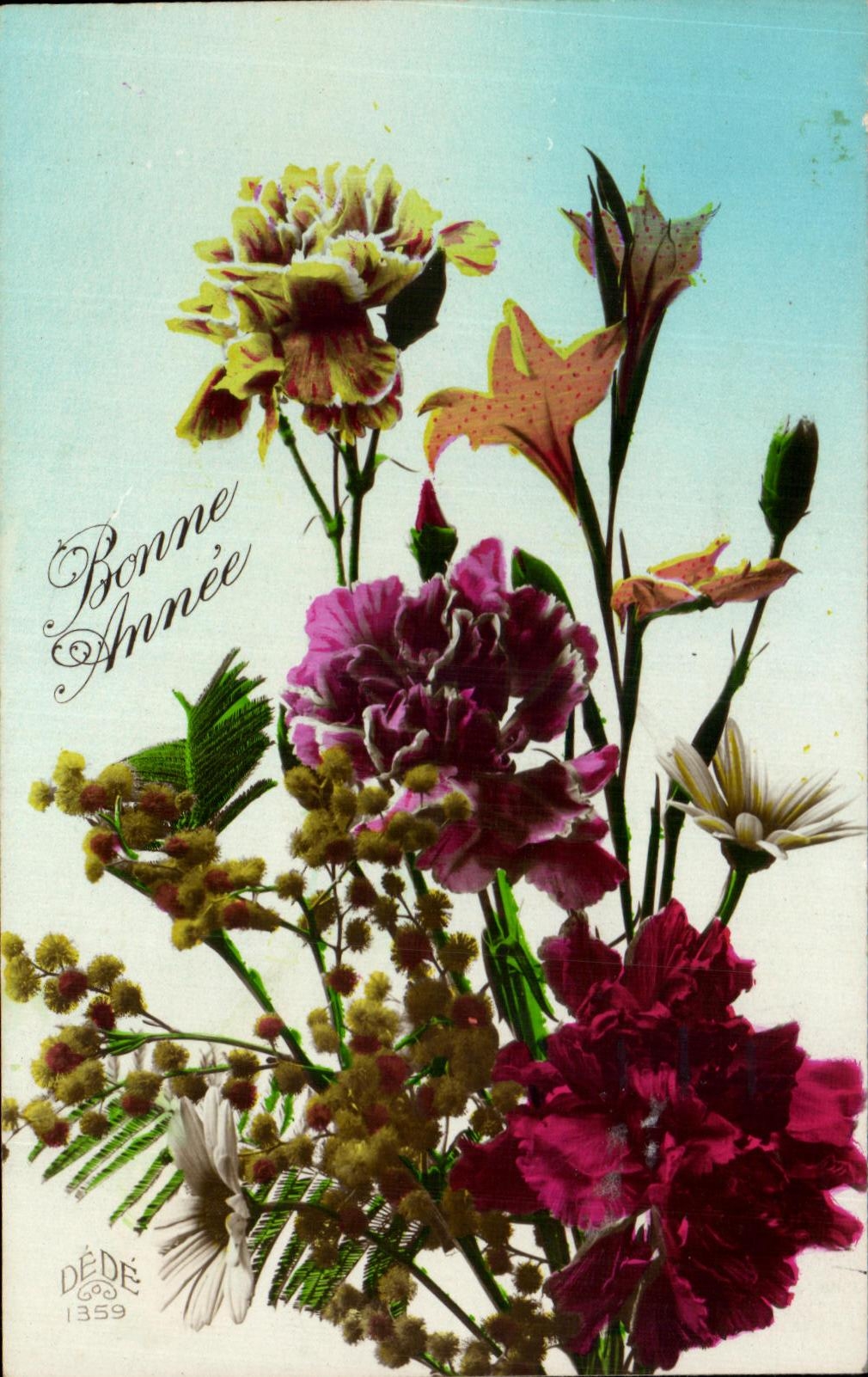CPA Bonne Annee Fleurs 