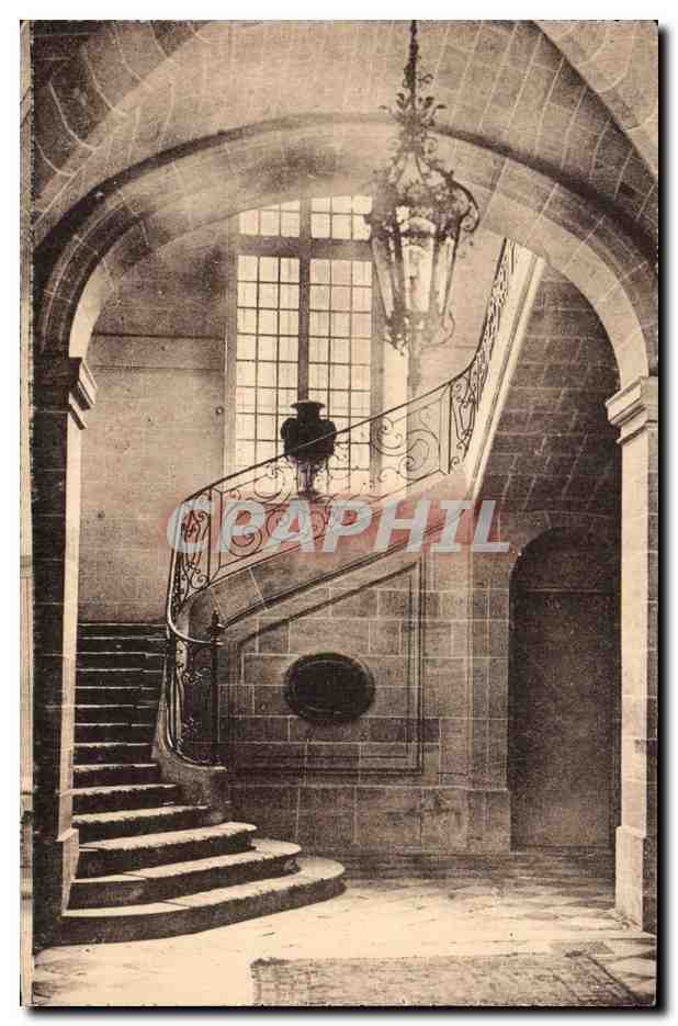 CPA Abbaye de Royaumont Asnieres sur Oise Escalier de la maison des hotes