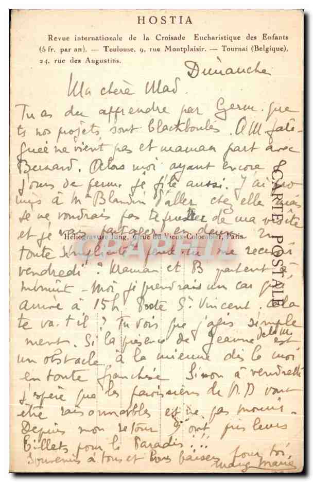 CPA Murillo Apparition De Notre Dame A Saint Felix De Cantalice  — Rückseite
