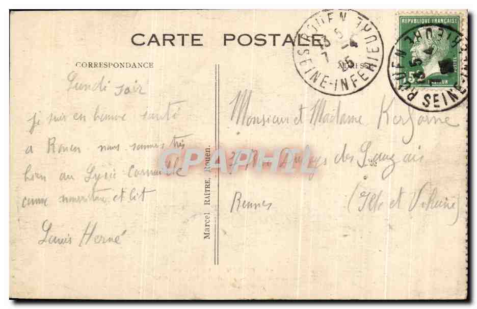 CPA Rouen La Bourse  — Verso