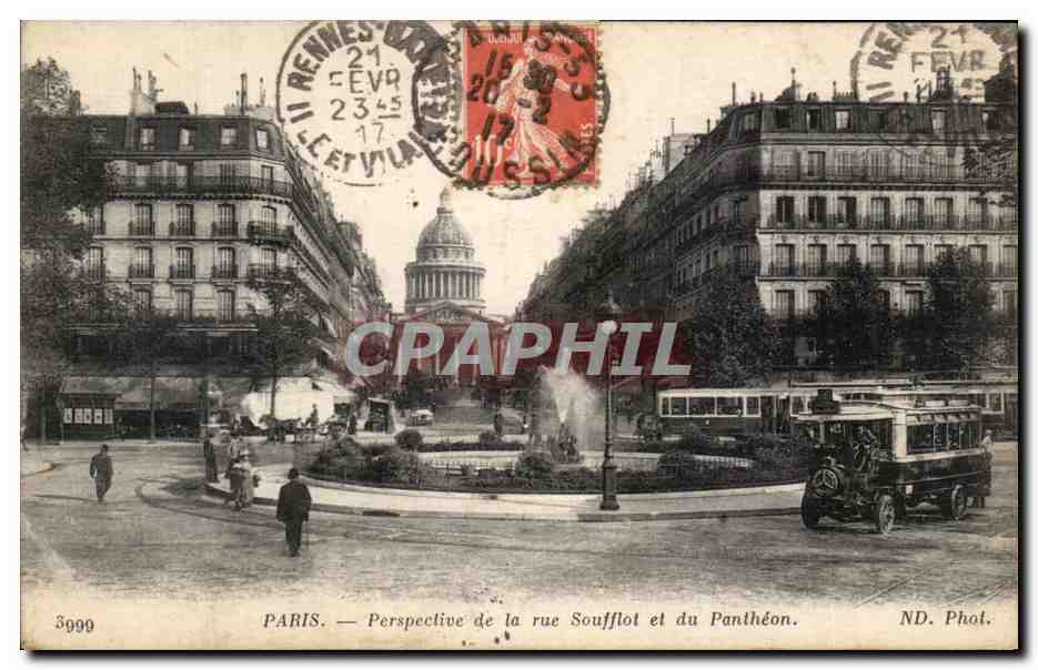 CPA Paris Perspective de la Rue Soufflot et du Pantheon