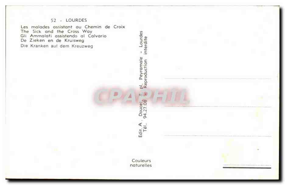 CPA Lourdes Les Malades assistant au Chemin de Croix  — Verso