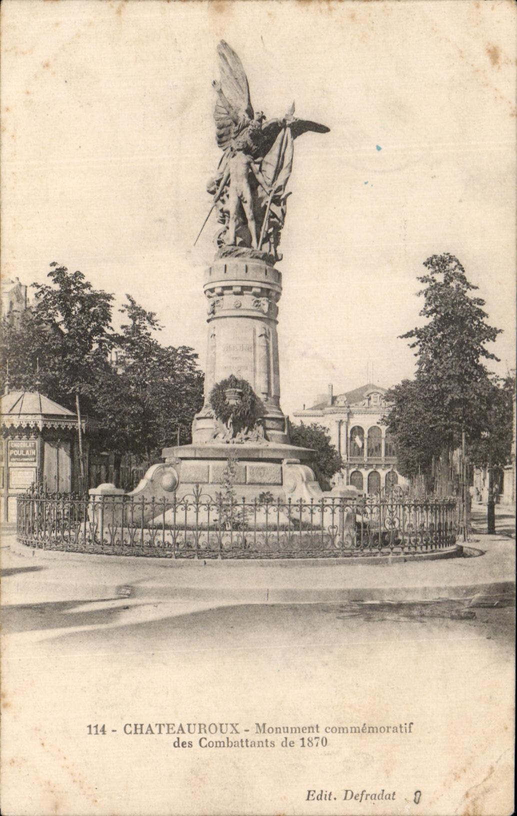 CPA Chateauroux Monument Commemoratif des Combattants de 1870 Cirque Militaria 