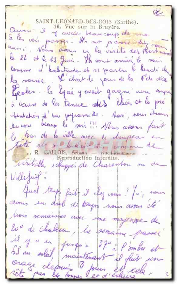 CPSM Saint Leanard Des Bois Vue sur la Bruyere — Rückseite