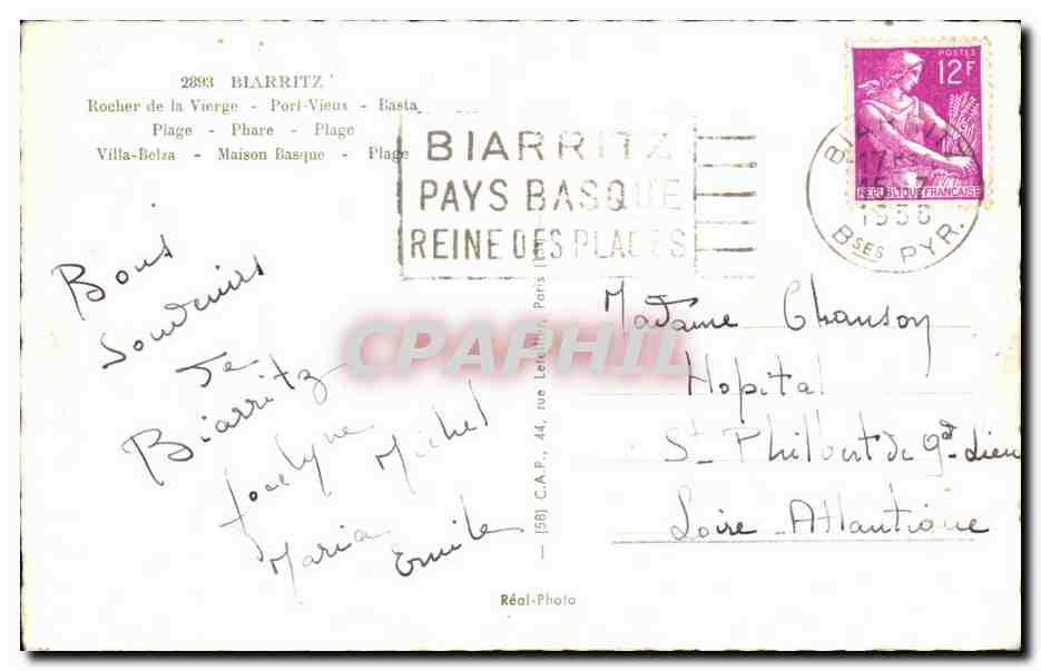 CPA Biarritz — Verso