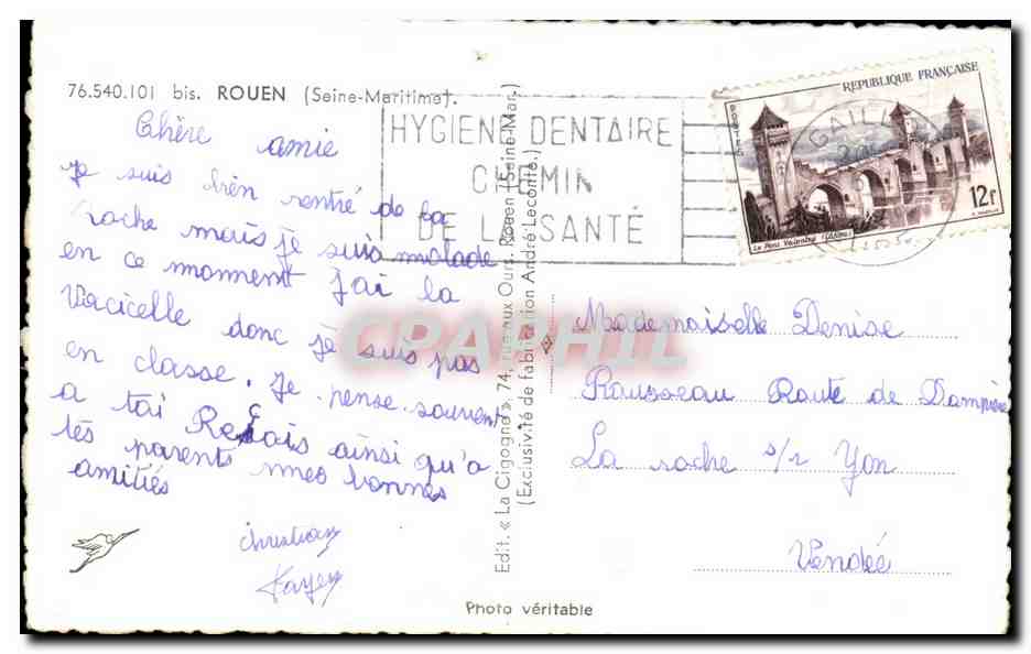 CPA Rouen  — Verso