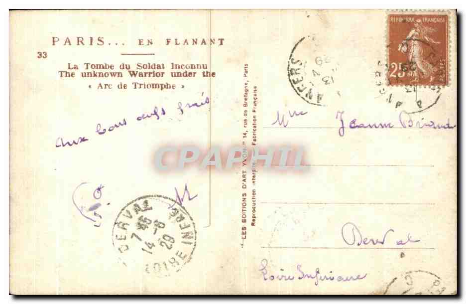 CPA Paris En Flanant La Tombe du Soldat Inconnu Militaria — Rückseite