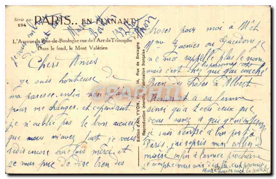 CPA Paris En Flanant L'Avenue du Bois de Boulogne vue de l'Arc de Triomphe — Rückseite