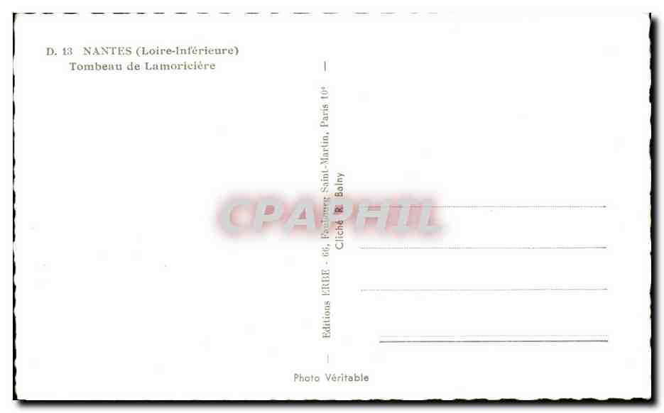 CPA Nantes Tombeau De Lamoriciere — Rückseite